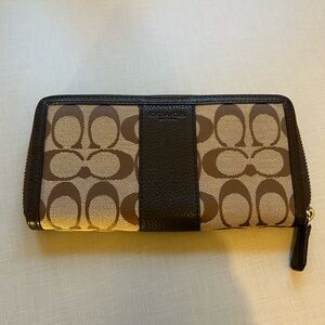 Coach Signature Brown and Tan Key Holder